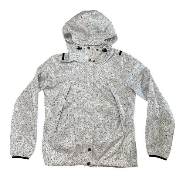 LUCY ACTIVEWEAR White Black Speckle Dot Hooded Lightweight Jacket Size Medium - Picture 4 of 10